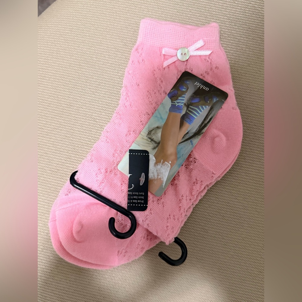 Women’s Pink Socks with Bow Detail - 4 Pairs - Picture 2 of 3